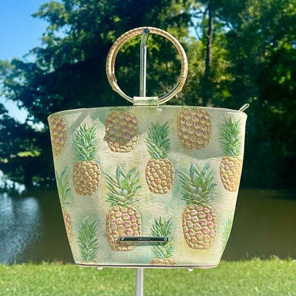 Brahmin Leather Mod Bowie Multi Pompano Pineapple Ring Handle Tote Bag NEW - Picture 12 of 12